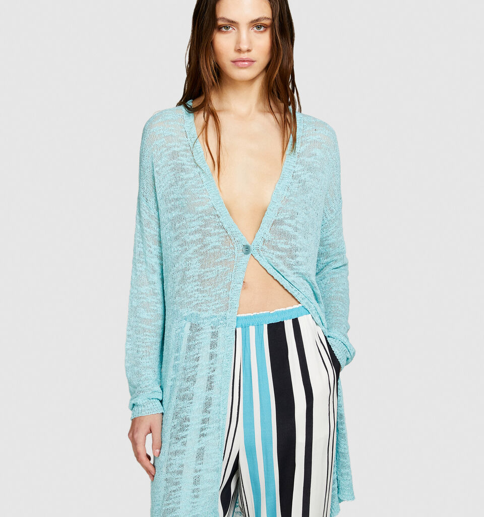 Long cardigan - women's cardigans - Turquoise | Sisley image number 4